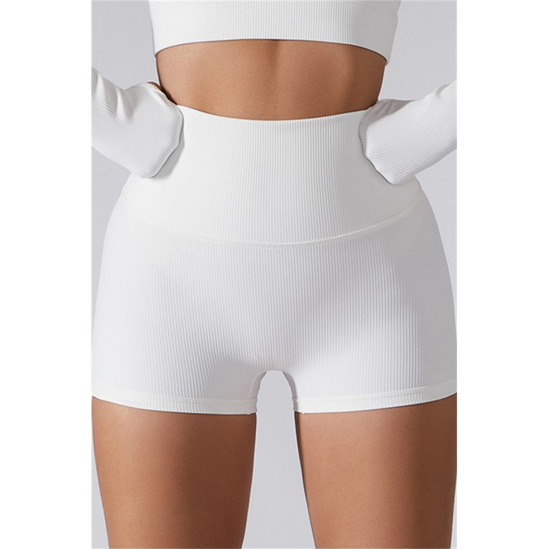 White Fashion Casual Sportswear Solid Patchwork Tight High Waist Shorts 