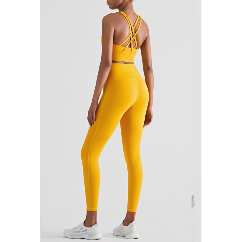 Orange Casual Sportswear Solid Basic High Waist Skinny Trousers 