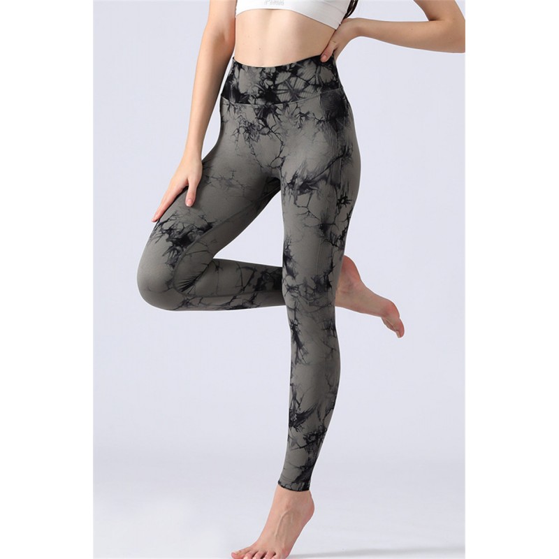 Black Casual Sportswear Print Basic Skinny High Waist Trousers 