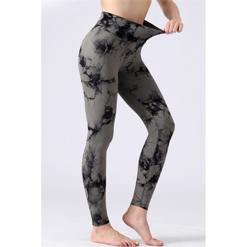 Black Casual Sportswear Print Basic Skinny High Waist Trousers 