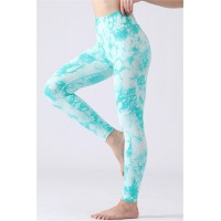 Green Casual Sportswear Print Basic Skinny High Waist Trousers 