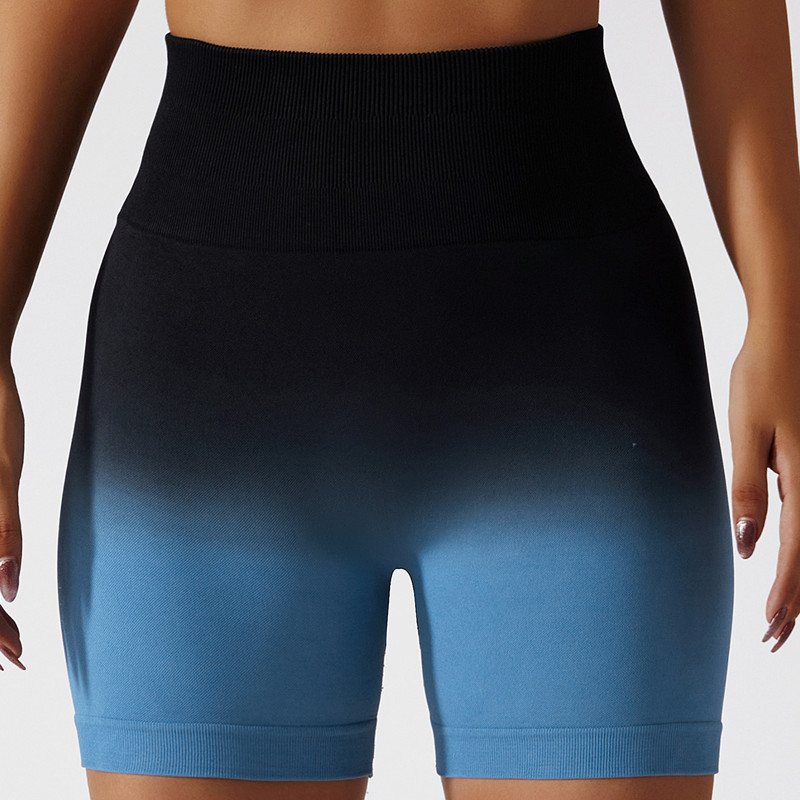 Blue Black Fashion Casual Sportswear Gradual Change Print Patchwork Tight High Waist Shorts 