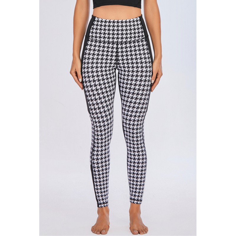 Black Fashion Casual Sportswear Print Patchwork High Waist Trousers 