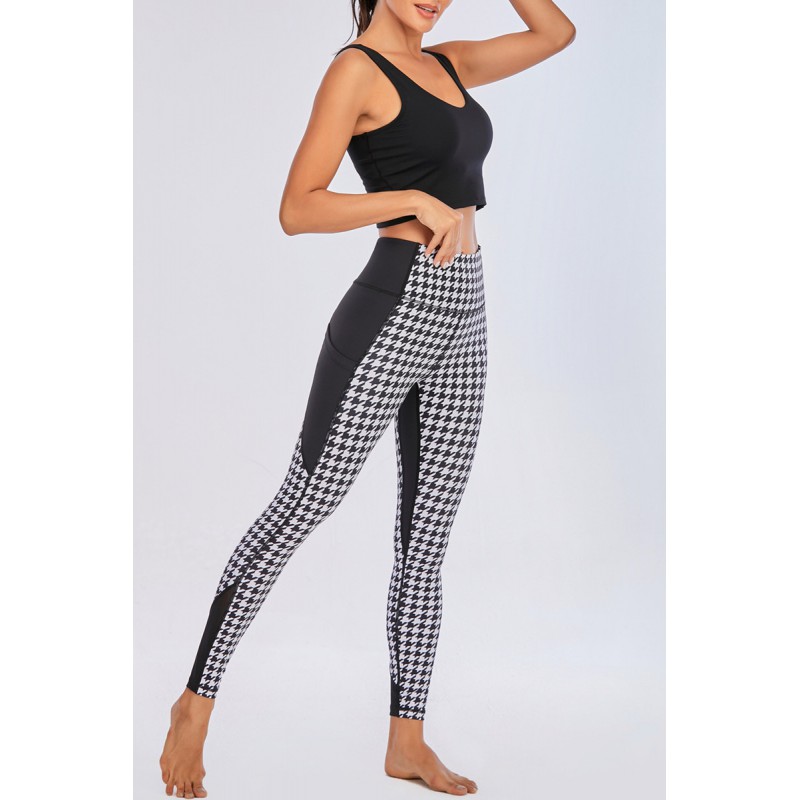 Black Fashion Casual Sportswear Print Patchwork High Waist Trousers 