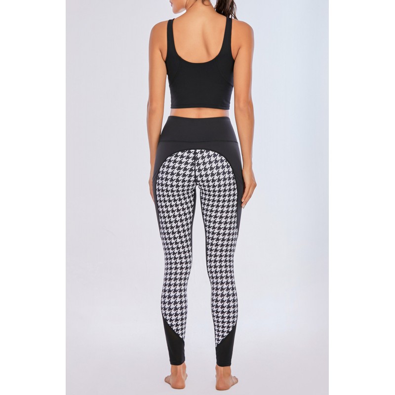 Black Fashion Casual Sportswear Print Patchwork High Waist Trousers 