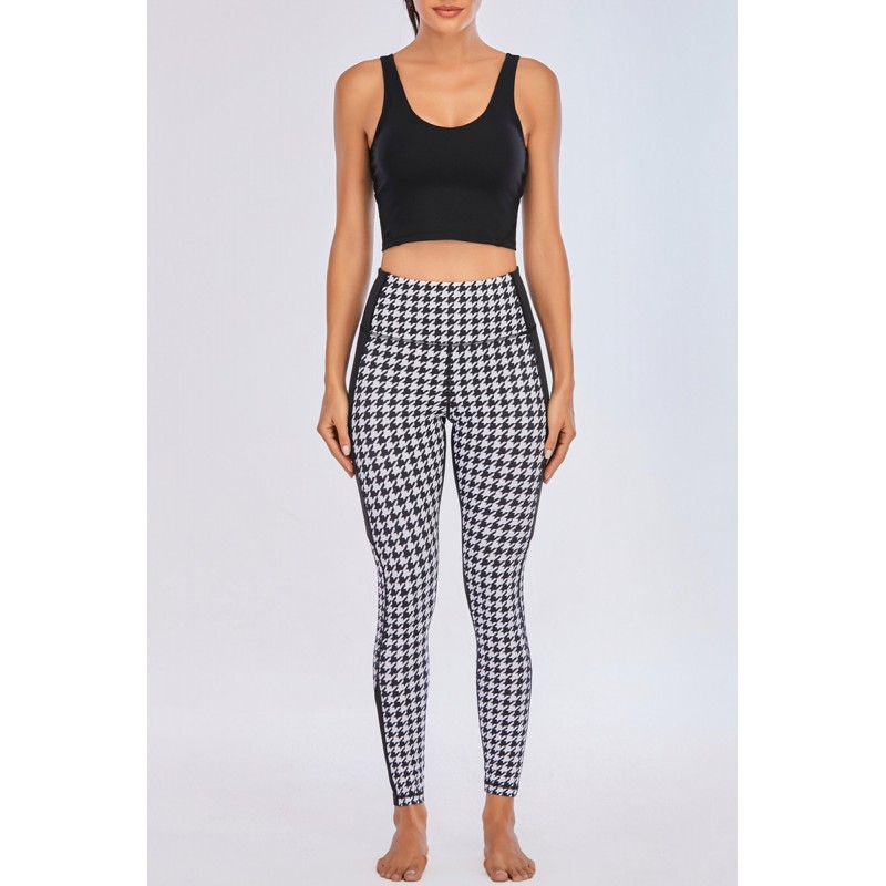 Black Fashion Casual Sportswear Print Patchwork High Waist Trousers 