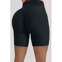 Black Casual Sportswear Solid Basic High Waist Skinny Yoga Shorts 