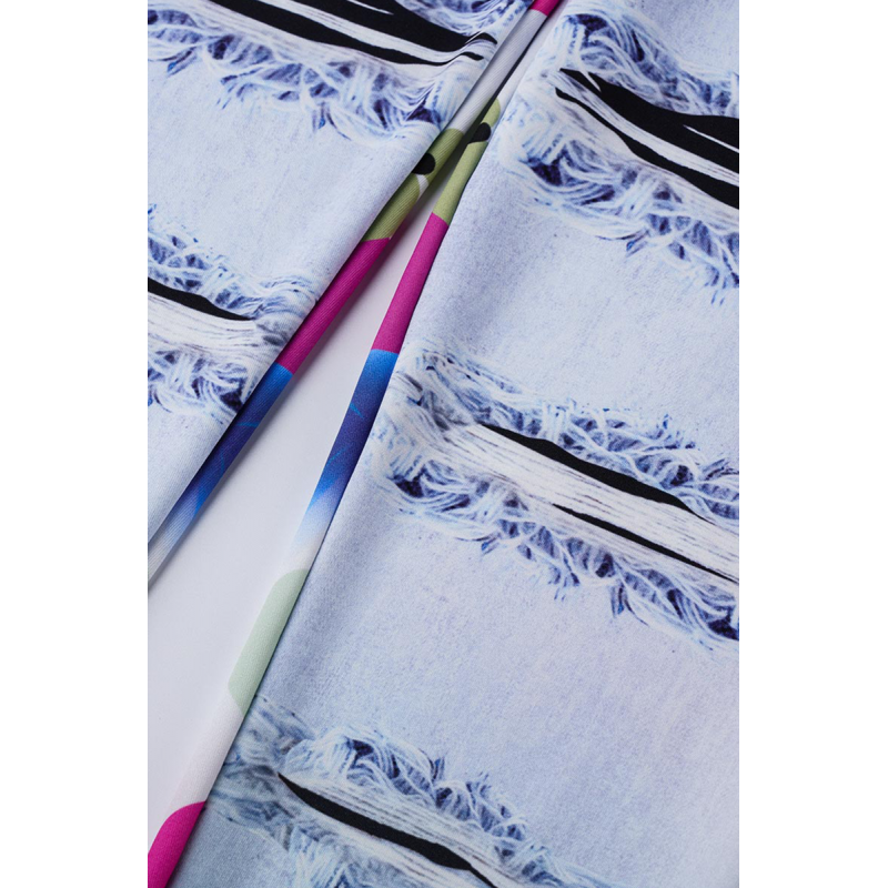 Blue Casual Sportswear Print Ripped Split Joint 