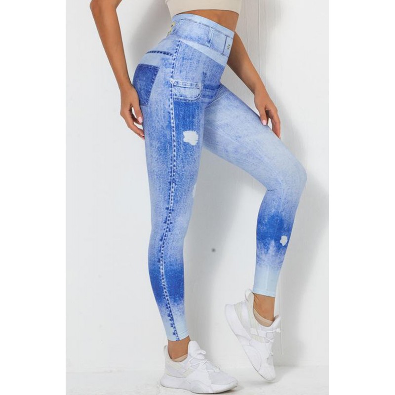 Deep Blue Sportswear Print Split Joint 