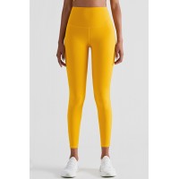 Yellow Casual Sportswear Solid Basic High Waist Skinny Trousers 