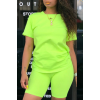 Fluorescent green Sexy Patchwork Solid Two Piece Suits Plus Size Two Pieces 